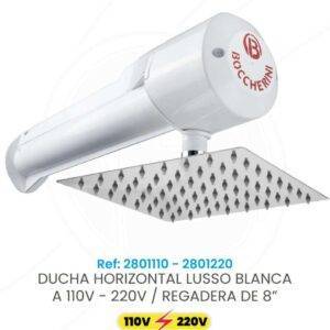 DUCHA HORIZONTAL LUSSO BLANCA REGADERA 8"